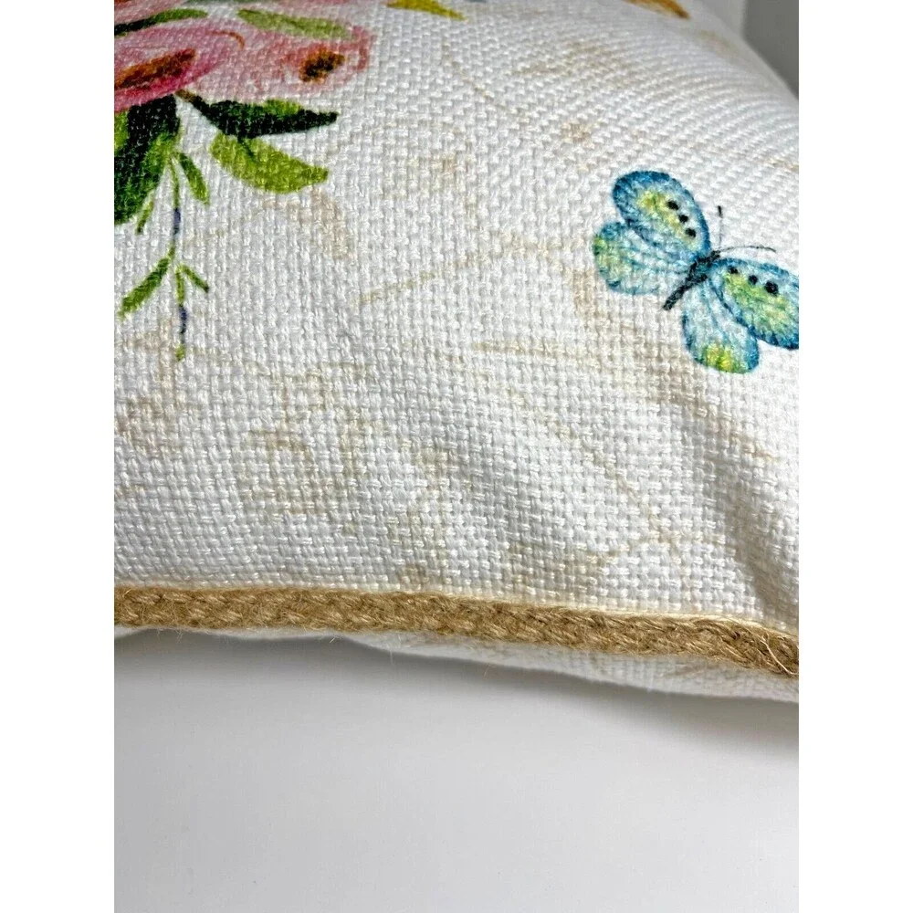 Throw‎ Pillow Bunny Rabbit Butterfly Flowers Scooter Easter 16×16